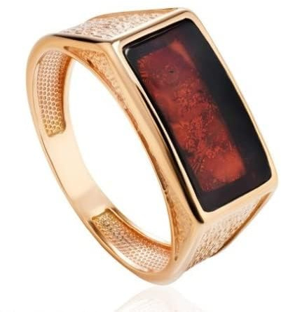 Anillo para hombre, plata 925, oro rosa chapado en oro con ámbar, anillo de sello unisex, Plata de ley Plata esterlina oro rosa Ámbar, Ámbar