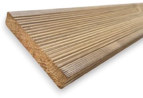 Sunwood Pavimento in Legno Thermo-WOOD per Esterno 133 cm da 12x2 cm - Decking in Pino Termotrattato per Giardino, Terrazza e Bordi Piscina