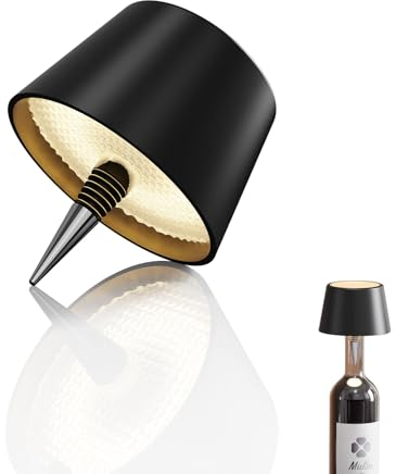 MU LIN lampada bottiglia ricaricabile,lampada da tavolo senza fili,Controllo Touch da 3 Modalita Temperatura di Colore, Dimmerabile, per Soggiorno, Ristorante