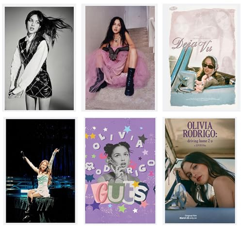 BDSHUNBF Juego de 6 Pósteres Portada de Álbum de Música Olivia, Póster de Música, Cubierta de Álbum, Cantante Póster, Pósteres Artísticos, Lienzo Estético, Arte de Pared, Sin Marco