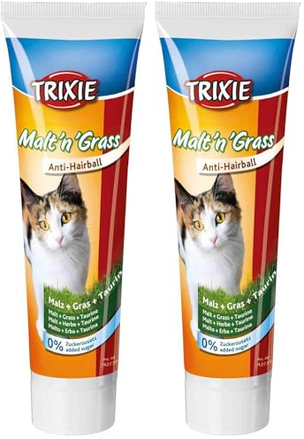 TRIXIE Anti Bolas de Pelo Malta-Hierba, 100 g, Gato (Paquete de 2)