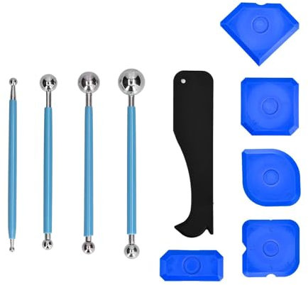 Ensemble de 10 Pièces Lisseur Joint, DEANKEJI Outils de Finition pour Calfeutrage, Multifonction Kit de Grattoir à Joints Boule en Métal, Enleve Joint pour Cuisine, Chambre Joint Salle de Bain