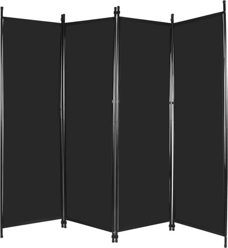 REDCAMP 4 Panel Folding Room Divider, 6.68FT Wide Tall Portable Privacy Screen, Indoor Outdoor Room Partition Wall Dividers for Bedroom Dining Room Office Restaurant Hospital, 80 W x 68 H, Black