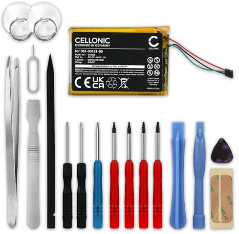 CELLONIC, Akku Navi kompatibel mit Garmin Edge 530, Edge 830 (900mAh, 3.8V) + Werkzeug-Set 17tlg Ersatzakku 361-00121-00, 361-00121-10