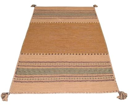 Pierre Tappeti Alfombra antique-kilim de cuero tejida a mano de algodón y chenilla 90 x 150 cm