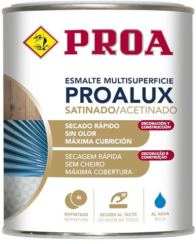 PROA PROALUX Esmalte al agua Multiadherente. Marrón RAL 8016. 750 ML. Multisuperficie. SATINADO