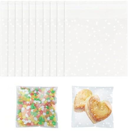 100Pcs Cellophane Bags 15x15cm, Self Adhesive Cookie Bags Sweet Bags