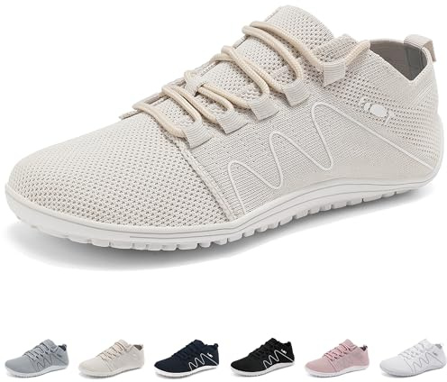 Merdoo Barefoot Femme Sneakers Unisex Minimalistes Chaussures Homme Trail Running Léger Respirant Confortable Fitness Sport Basket Basse Marche Souple Kaki Clair 43 EU
