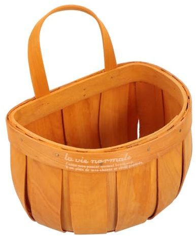 DIYEAH Panier Mural Tressé Fait Main en Bois Naturel, Grand Format Demi-Lune, Panier Suspendu Décoratif pour Rangement de Fruits, Fleurs et Plantes D’intérieur, Décoration Murale
