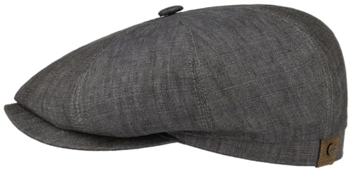 Stetson Hatteras Flat Cap Leinen Damen Herren Baumwollfutter UV 40+ Schirmmütze Frühjahr Sommer grau 58 cm