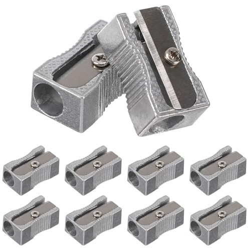 Toyvian Temperamatite in Metallo a 1 Foro con Lama in Acciaio temperato Temperamatite Rettangolare in Metallo con Lama a 1 Foro 10pz (Argento)