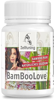 BAMBOO-LOVE – Silizium Hochdosiert Kapseln - Kieselsäure aus Bambus - Pure, Vegan, Rein - 180 Silica Haut Haare Nägel Kapseln - Silicea Nahrungsergänzungsmittel aus Deutschland von Zelltuning.