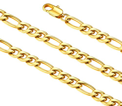 FaithHeart Collier Or 3mm Chaine Acier Inoxydable Homme Maillon Figaro 3+1 Maillon Chaîne en Acier Inoxydable 316L Chaine Collier 45 cm (18 Pouce)