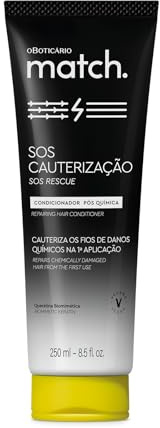 O Boticário Match Post-Chemische Haarspülung SOS Kauterisation für trockenes und geschädigtes Haar, Keratin-Ersatz, stellt die Haarfaser wieder her, stark und weich, vegan, 250 ml