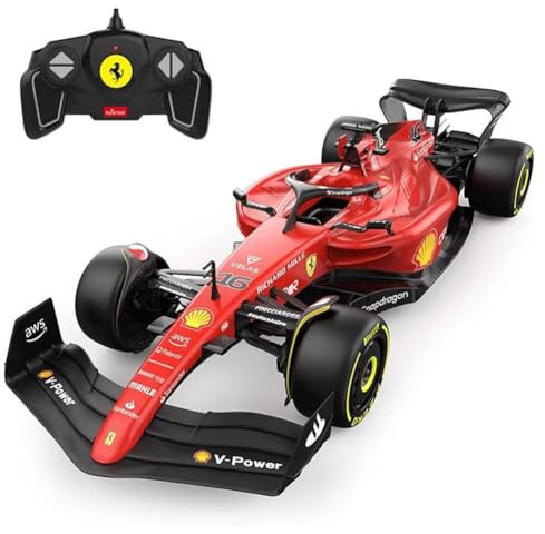 CMJ RC Cars Ferrari F1-75 Voiture Télécommandée (échelle 1:18) - Voiture Télécommandée 2022 Pilotes de Formule 1 - Charles Leclerc + Carlos Sainz Conduire pour survivre