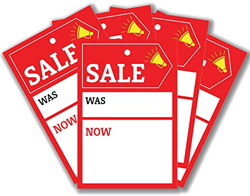 Pack of 100 Sale Tags for Retail Cards (85 x 55 mm) Sale Signs Promotional Sales Tag Cards for Clothing & Accessories Papa Prints®