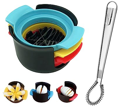 Set di 1 tagliauova 3 in 1, in acciaio inox, per tagliare uova sode, fragole, kiwi, pomodori