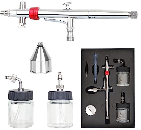 Casubaris Airbrush-Stift mit drehbarem Luftbürstenkopf, Schwerkraft und beidseitiger Siphonzufuhr ist verfügbar, Dual-Action-Airbrush-Set passt zu den meisten Airbrush-Kompressoren, kostengünstig für