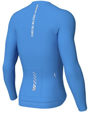 Wulibike Rennrad Trikot Herren Langarm，Langarm Fahrrad Shirt Fahrradbekleidung Mit 3+1 Rückentaschen UPF 50+ Durchgehendem Reißverschluss,blau XL