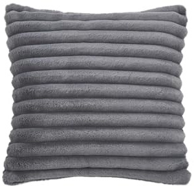 DONE Kissenhülle Kissenbezug Fellimitat Dicke Streifen flauschig weich samtig 50x50cm Flanell Steppoptik Polar