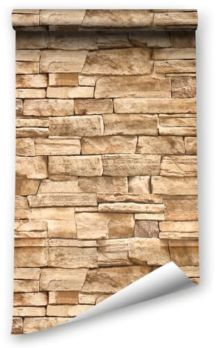 ANBILILA Papel Tapiz Autoadhesivo de Roca, 44.5x400CM Piedra de Ladrillo Autoadhesivo de Vinilo Fondos de Pantalla Impermeable Rollo de Decoración de Paredes para Paredes Decorativas