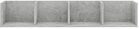 Gecheer CD Wall Shelf - Organize Music Collection with 4 Compartments, Engineered Wood, 100 x 18 x 18 cm, Concrete Grey Model801323