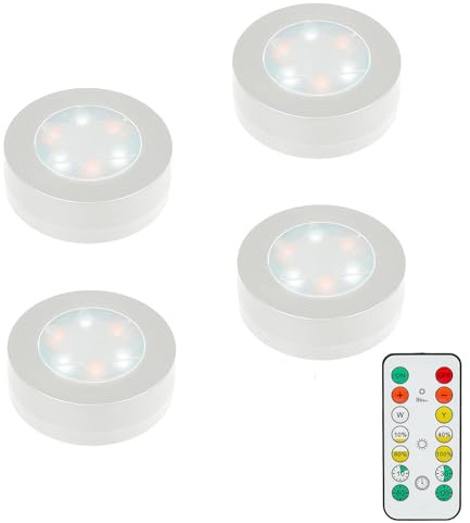 MOUJUCHI Luces Luz LED Armario Pilas Adhesiva con Control Remoto para Vitrina, Armario, Pasillo, Cocina (Blanca)