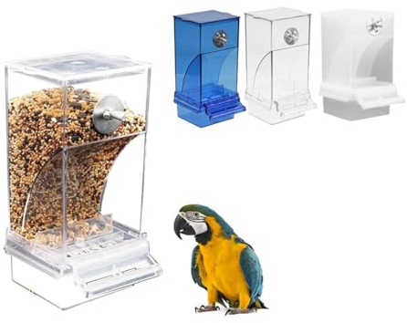 DHliIQQ No Mess Bird Feeder for Cage,Auto Bird Feeder Cup,Automatic Transparent Parrot Feeder Seed Catcher Tray Cage,Anti Spill Bird Feeder,Parakeet Seed Container Food Feeder