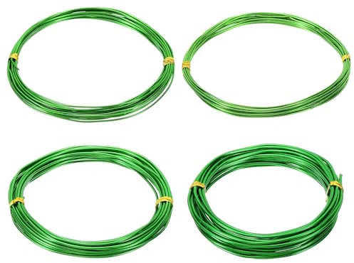 PATIKIL 16.4ft Aluminum Wire, 4pcs Jewelry Wire Bonsai Wire Metal Craft Wire 0.8mm 1mm 1.5mm 2mm for Crafts Bonsai Jewelry Making Beading Plants, Green