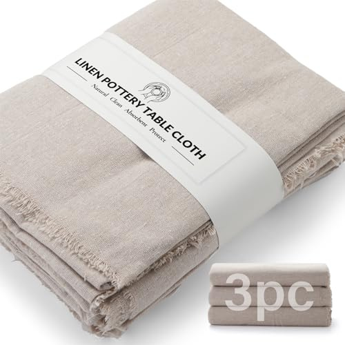 TEMONTIAN Pottery Mats for Clay, 3 Pack Linen Cloth for Pottery Supplies