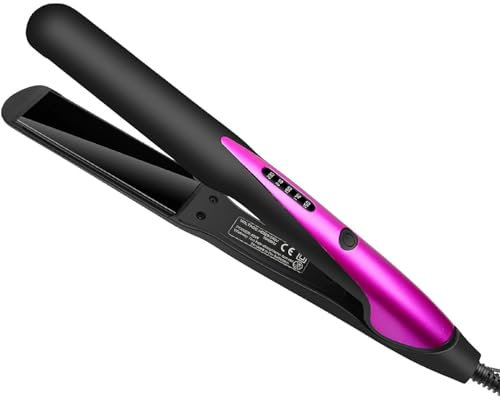 2 in 1 Hair Straightener and Curler for Women,Ceramic Panel Hair Curler with 5-Step Adjustable Temperature LCD Display Setting and Anti-Scalding
