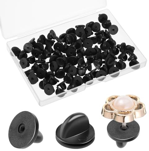 100 PCS Rubber Pin Backs, Black Rubber Pin Badge Backs, Replacement Enamel Lapel Pin Backs for Brooch, Tie, Hat, Badge, Uniform Insignia