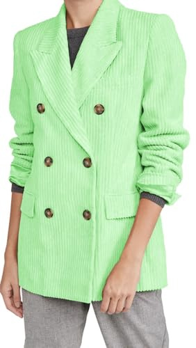 Leader of the Beauty Blazer de pana para mujer, con solapa de pico, casual, para invierno, boda, graduación, fiesta, chaqueta de pana, Verde brillante, L