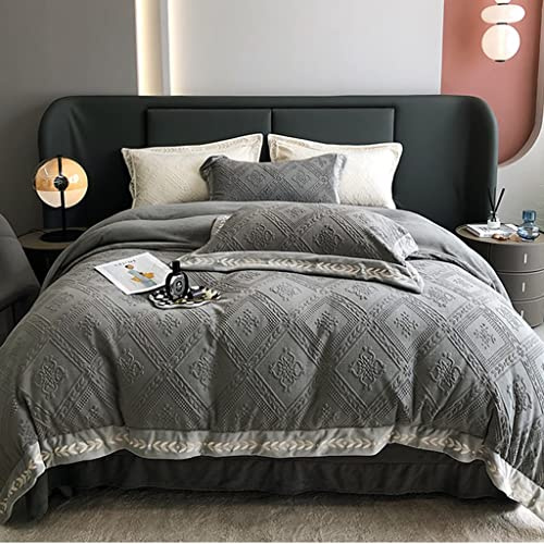TFBHL Vinterbäddset om 4, inkluderar lakan, påslakan och 2 örngott,Coral fleece dubbelt påslakanset för att sova naken,Födelsedag Färg: C, Storlek: 150cm(4 st)