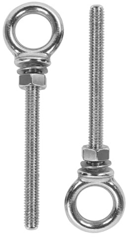 YARNOW 2 Pernos de Ojo Alta Dureza M6x60 de Acero Inoxidable con Tuerca y Arandela y Resistencia Corrosión para Aplicaciones al Aire Libre en Barcos y Muelles