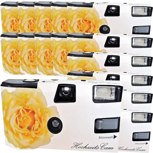Macchina fotografica usa e getta, per matrimoni, Pura passione, 15 pezzi, con flash, 27 scatti, 400 ASA