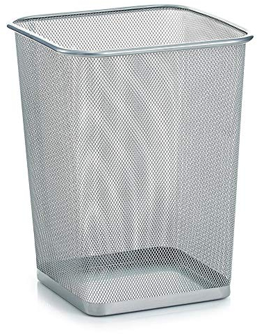 Zeller 18102 Papierkorb, eckig, Mesh, ca. 26,8 x 26,8 x 35,5 cm, Abfalleimer, Abfallkorb, Büro, Arbeitszimmer, Kinderzimmer
