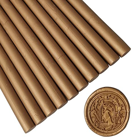10 varillas de cera de sellado de bronce para sello de cera, barras de sellado AMTOL para pistola de pegamento, ideal para invitaciones de boda,sobres de tarjetas, envoltura de regalo