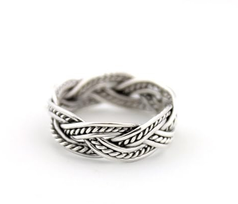 Anillo tribal de nudo celta de plata de ley 925, anillo vintage trenzado con nudo celta, joyería simple para mujer, anillo trenzado liso para mujeres/niña