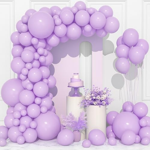 Palloncini Viola Pastello, 106 pezzi 5 10 12 18 pollici Macaron Lilla Lavanda Arco di Palloncini Kit con Nastro per Ragazze Donne Festa di Compleanno Matrimonio Battesimo Baby Shower Decorazioni
