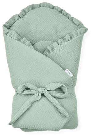 Sales Core Baby Babyhörnchen - Grün 75 x 75cm - Babydecke Einschlagdecke Babyhörnchen - Babynest Wickeldecke Umschlagdecke - Schlafplatz