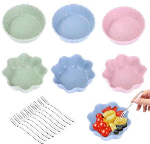 BSITSSS Cuencos Aperitivos, 6PCS Cuencos para Salsa, Mini Bols de Cocina para Desayunos, Postres o Salsas (Rosa, Azul, Verde)