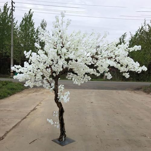 Artificiell körsbärsblomningsträd - handgjorda vitt falska körsbärsblomningsträd mittpunkter för bröllopsfest Julträdgård inomhus och utomhus,1.5x1m
