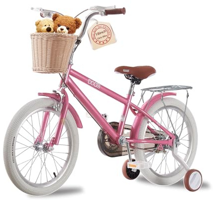 TRIOBLADE Girls Bike 16 18 20 22 Kids Bike Pink Children Bicycle with Stabilizers Basket, Girls Children Bike Gift Ages 2-9 Years Old Adjustable Seat (18 inch)