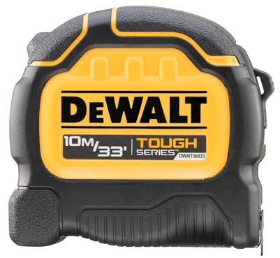 DeWALT TOUGHSERIES™ Tape Measure 10m/33ft (Width 32mm) Rip-Shield ; blade coating that provides increased durability ultra-tough housing keeps the tape safe and secure EC Class II