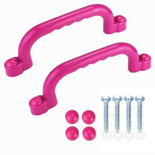 Anschütz 2er Set Handgriffe für Spielturm – Robuster HDPE Kunststoff – Witterungsbeständig – Inkl. Schrauben – (PINK)