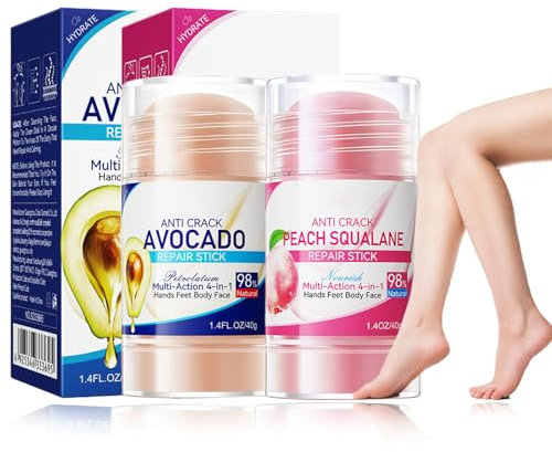 Fußpflegecremes mit Pfirsich und Avocado, 2 PCS Fusspflege Set für sehr Trockene Füsse, Schrundensalbe Creme für Trockene Rissige Füße, Feuchtigkeitsspendende und Anti-Cracking Fußcreme