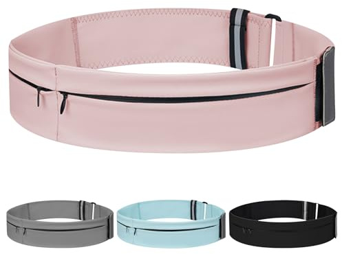 Running Belt for Women and Men Lightweight Running Waist Belt with Water Bottle Pocket, Multi-Pocket Phone Holder Running Pouch (1, Pink, Medium-23.6 - 33.5)