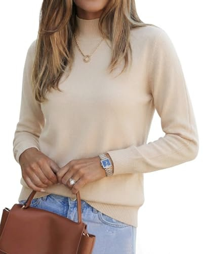 YUTILA Pull en laine mélangée pour femme, printemps, automne, hiver, col montant, pull en tricot