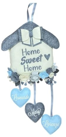 Fuoriporta Casetta Personalizzata - Home sweet Home - Fuori porta personalizzato - Decorata con Cuori e Rose in feltro e pannolenci - Handmade - Made in Italy - Pri Frog